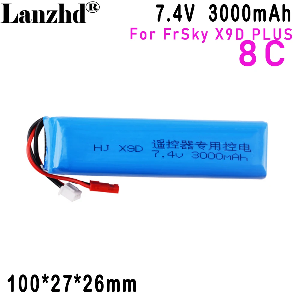 2S 7.4V 3000mAh Upgrade Rechargeable Lithium Lipo Battery for Taranis X9D Plus Transmitter Toy Accessories