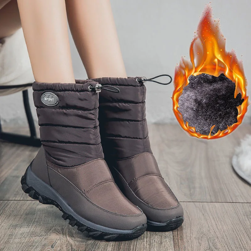 

Winter Snow Boots Women Flat Non-slip Waterproof Warm Plush Shoes Fashion Ladies Ankle Boots Soft Comfortable Big Size 42 DX659