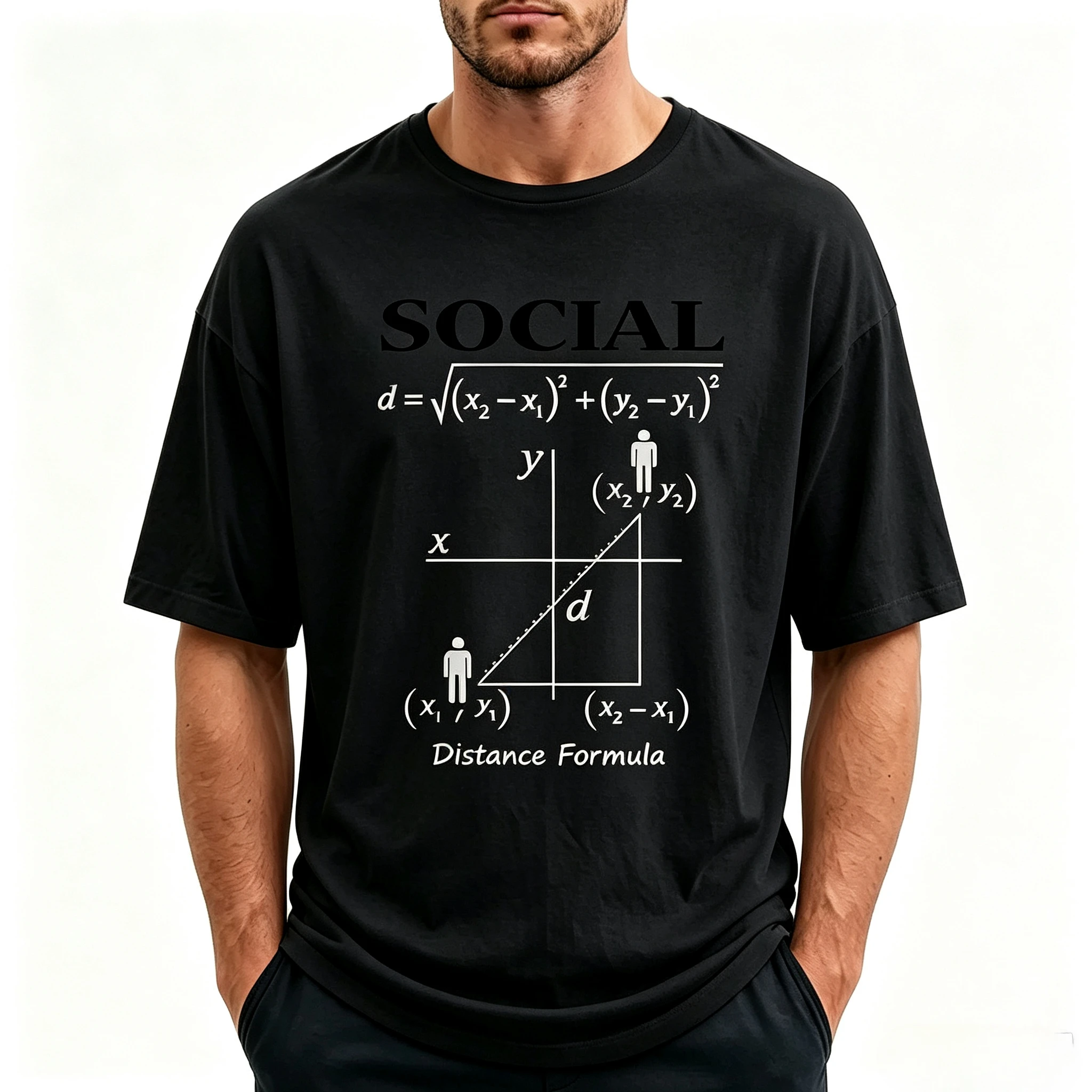 Summer funny men woman Modal T-shirt Men Simple Social Distance Formula Math Graphic Short Sleeve Tee Casual Loose  Tops
