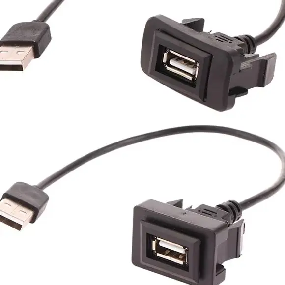 Car Dashboard Flush Mount USB Panel Extension Cable, USB Port Socket Adapter