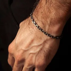 Classic Rolo Chain Bracelets for Men Boys,Vintage Waterproof Stainless Steel Chain Links Wristband,Casual Jewelry Gifts