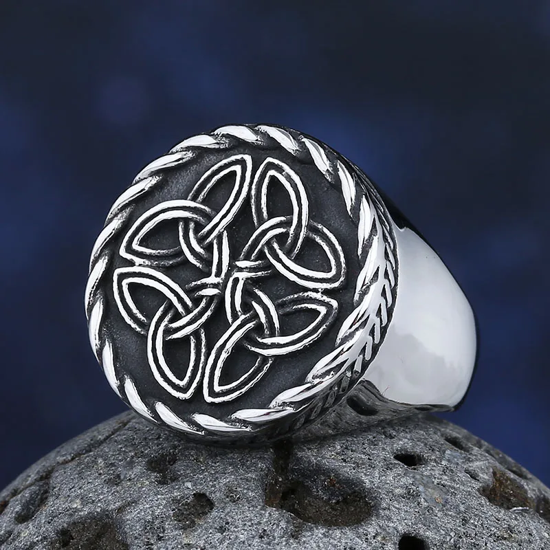 Fashion Good Polished Personality 2024 New 316L Stainless Steel Viking Celtic knot  Ring For Man Women Vintage Jewelry