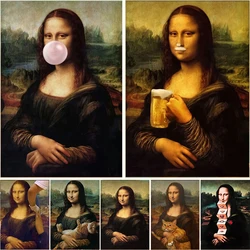 Funny Mona Lisa with Cat Poster Prints Canvas Paintings Bar Hotel Wall Art Decorative Painting Mural Living Room Home Decor
