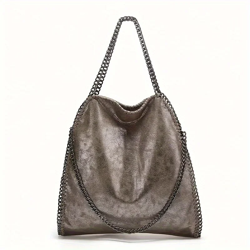 

Chic Soft Leather Designer - Stylish Top-Handle & Crossbody - Spacious with Pockets - Portable Chain Strap - Large Black Bag, P