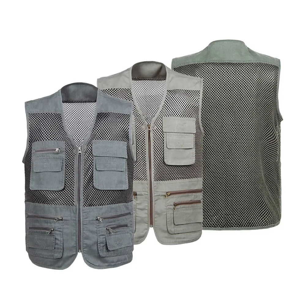 

Male With Many Pockets Men Breathable Multi-pocket Fishing Vest Work Sleeveless Jacket Large Size 2025 Mesh Quick-Drying Vests