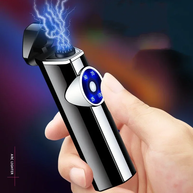 Metal Outdoor Windproof Plasma Pulse Flameless Triple Arc Lighter LED Display High-power Electric Lighter Gadgets for Men