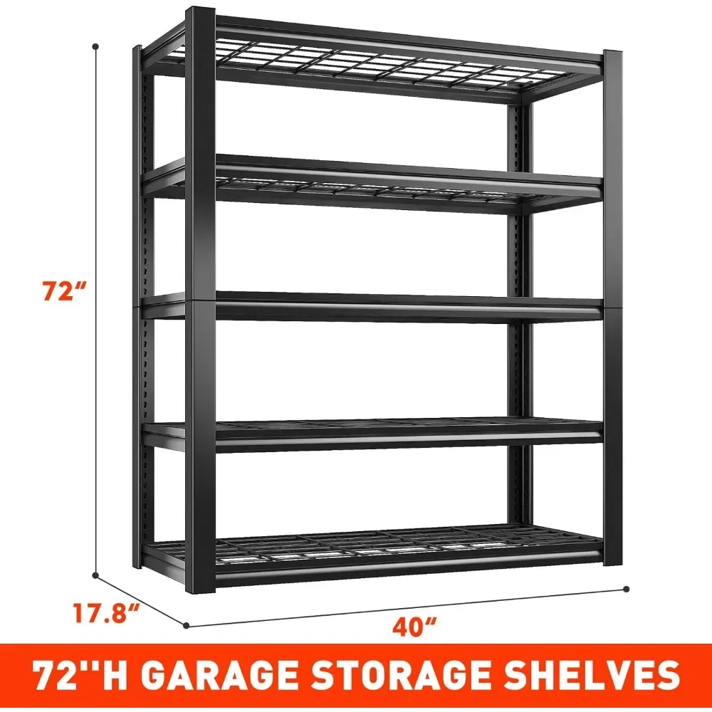 W Garage Shelving 2000LBS Heavy Duty Storage Shelves  H 5 Tier Wire Metal Shelves for Storage Rack Garage Shelf