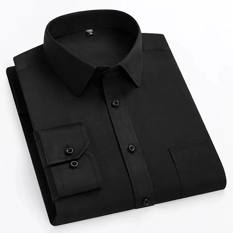 plus Size 7XL 8XL 9XL 10XL 11XL Men's Casual Dress Shirt Thickened Fleece Nine Points Sleeve  Collar Autumn Fashion Men's...