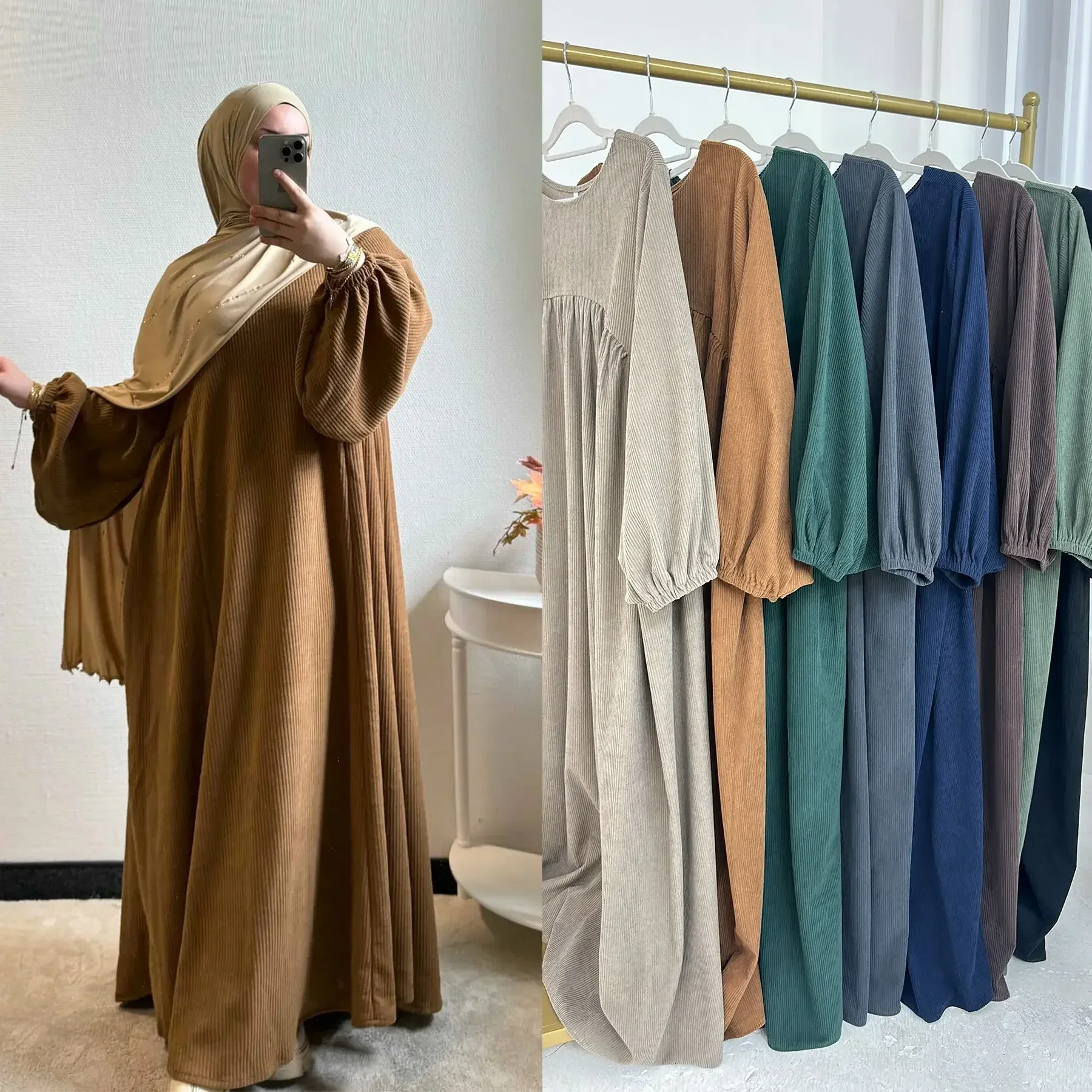 Eid Djellaba Ramadan Muslim Women Modest Dress Turkey Kaftan Dubai Abaya Arabic Robe Islam Clothing Morocco Caftan Jalabiya Gown