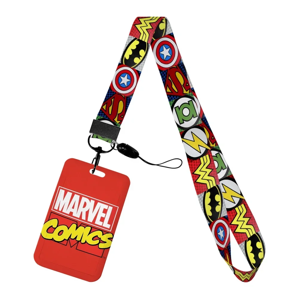 Kartun Karakter Film Marvel Pahlawan Penutup Kartu Pelajar Kampus Tas Leher Gantung Tempat Kartu Lanyard Tempat Kartu ID Gantungan Kunci