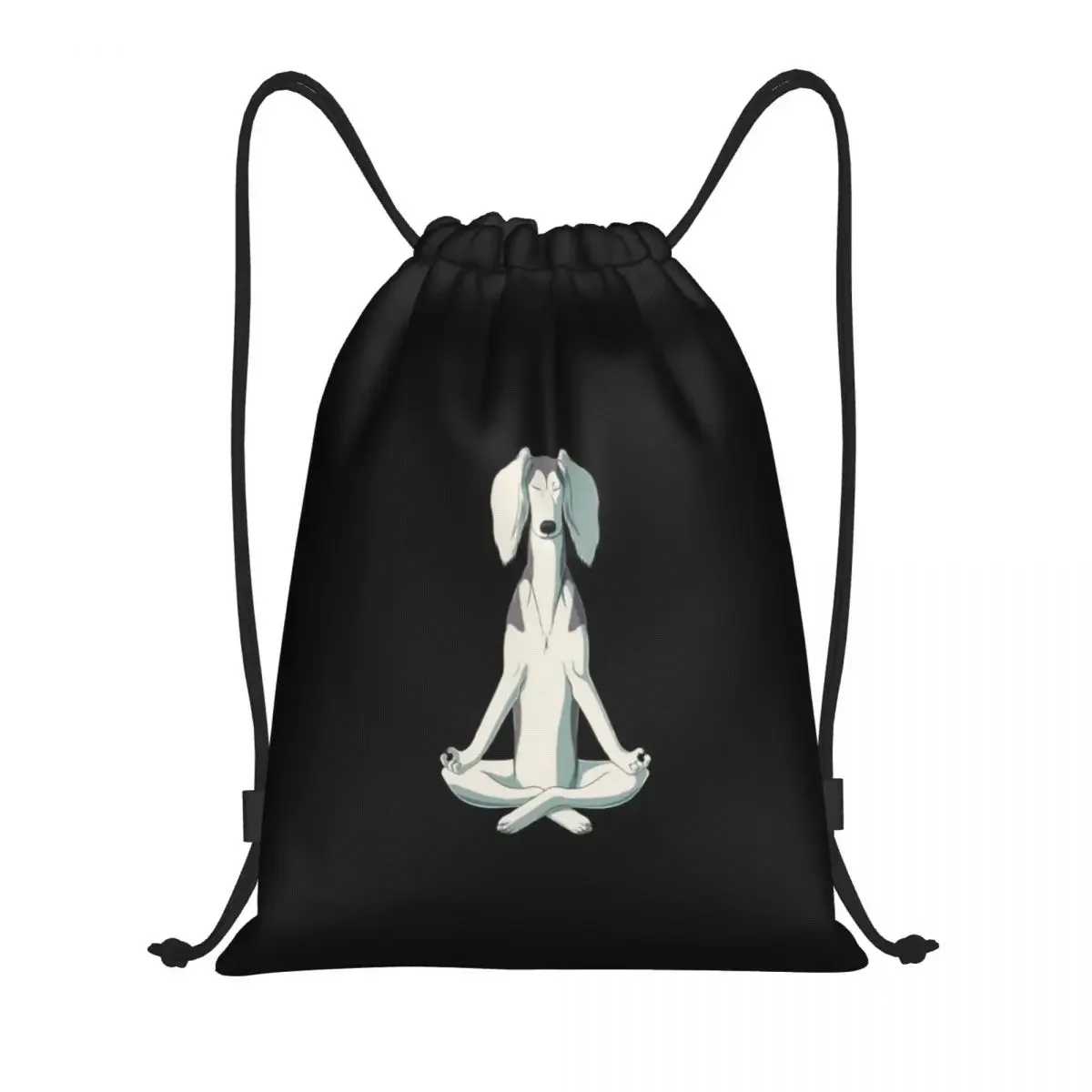 Niestandardowa torba Saluki Dog Meditate Drawstring Bag for Training Yoga Backpacks Women Men Greyhound Pet Sports Gym Sackpack