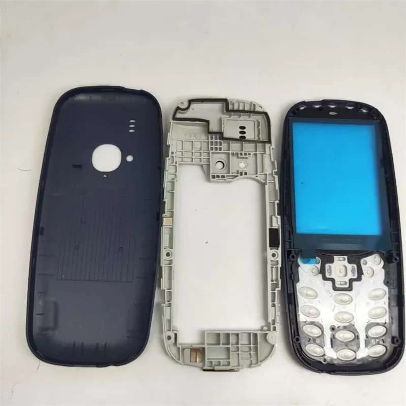 For Nokia 3310 (2G Version)  Full housing front face cover middle + back battery door cover with English keypad