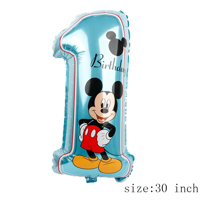 Disney Mickey Mouse balloon Theme Children's 1st Birthday Cake Number Balloon  Minnie Mickey Birthday Party Decor Supplies