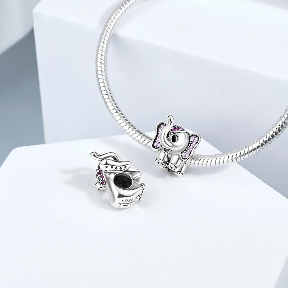 Animal Series 925 Sterling Silver Cute Playful Elephant Bead Pendant Fit DIY Bracelet Necklace Combination Decoration Gifts