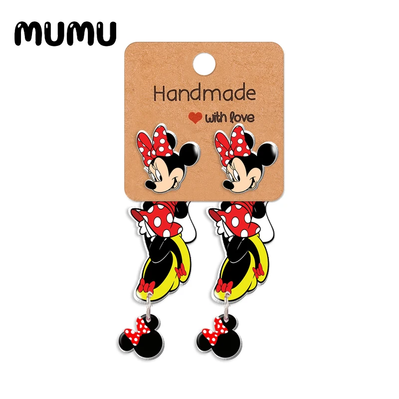 2024 New Mickey Mouse Stud Earring Christmas Minnie Epoxys Jewelry Resin Acrylic Earrings Handmade Gifts Girl