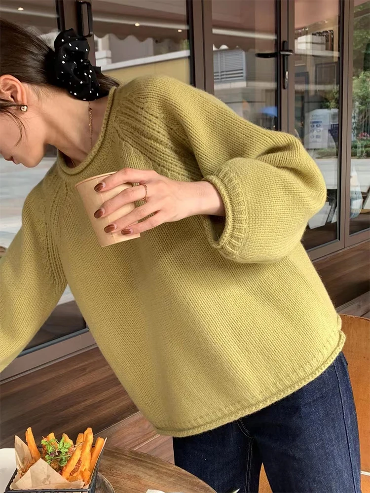 2026 Korean Style Soft O-neck All-match Autumn Winter Vintage Sweaters Knitted Pullovers Women Loose And Lazy Wind Chic Sweater