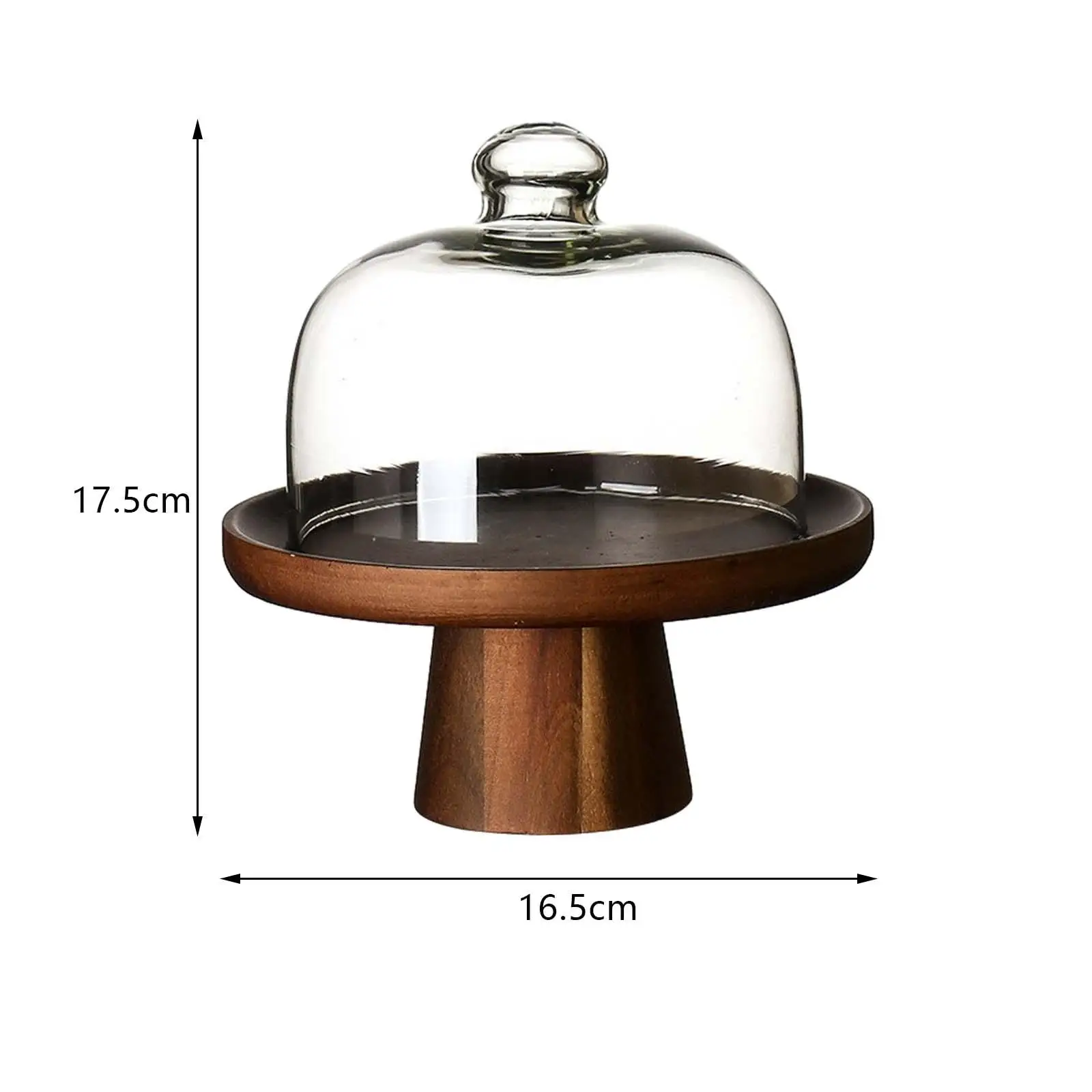 

Wooden Cake Plate with Crystal Foot Cake Dome for Party Table Decoration Dessert Presentation and Wedding Events