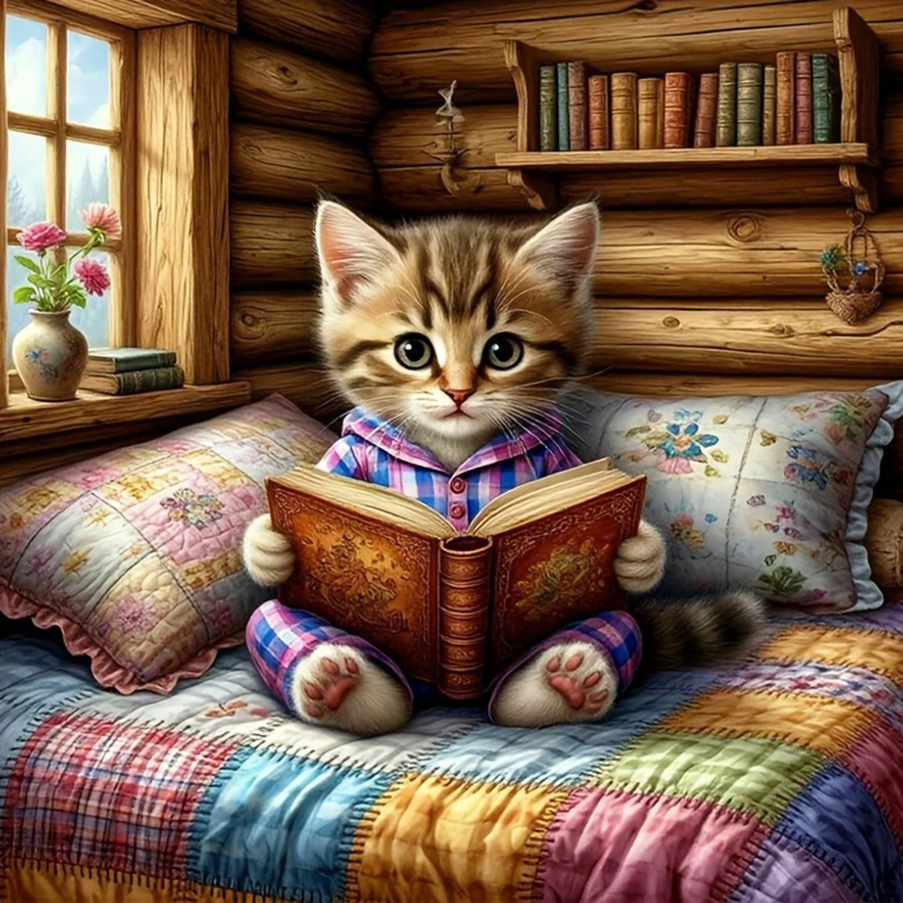 EverShine DIY Diamant Malerei Katze Buch Mosaik Tier Voll Platz Runde Bohrer Stickerei Kätzchen Kreative Freizeit Handgemachtes Geschenk