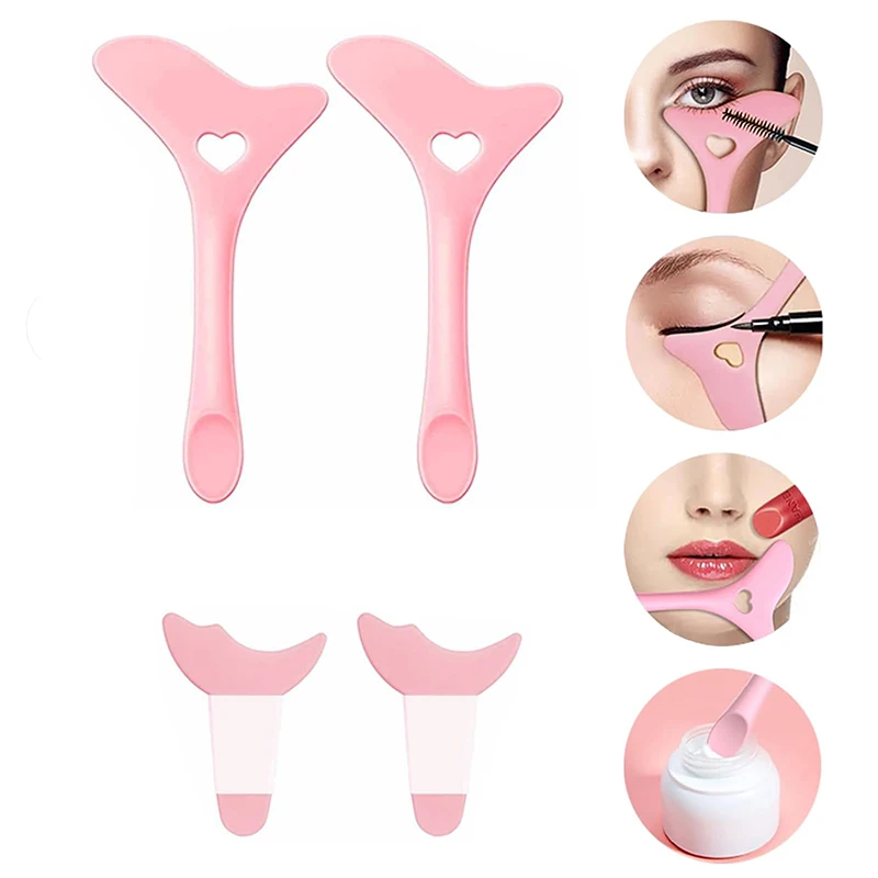 4Pcs Set Silicone Eyeliner Stencils Wing Tips Marscara Drawing Lipstick Wearing Aid Eye Shadow Makeup Template Tools