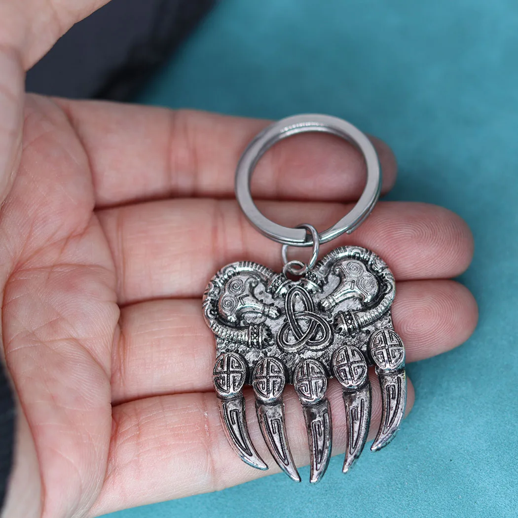 Viking Beer Paw Trinity Knoop Berserker Hanger Sleutelhanger Voor Mannen Vrouwen Slavische Heidense Norse Amulet Runen Sieraden Talisman Cadeau