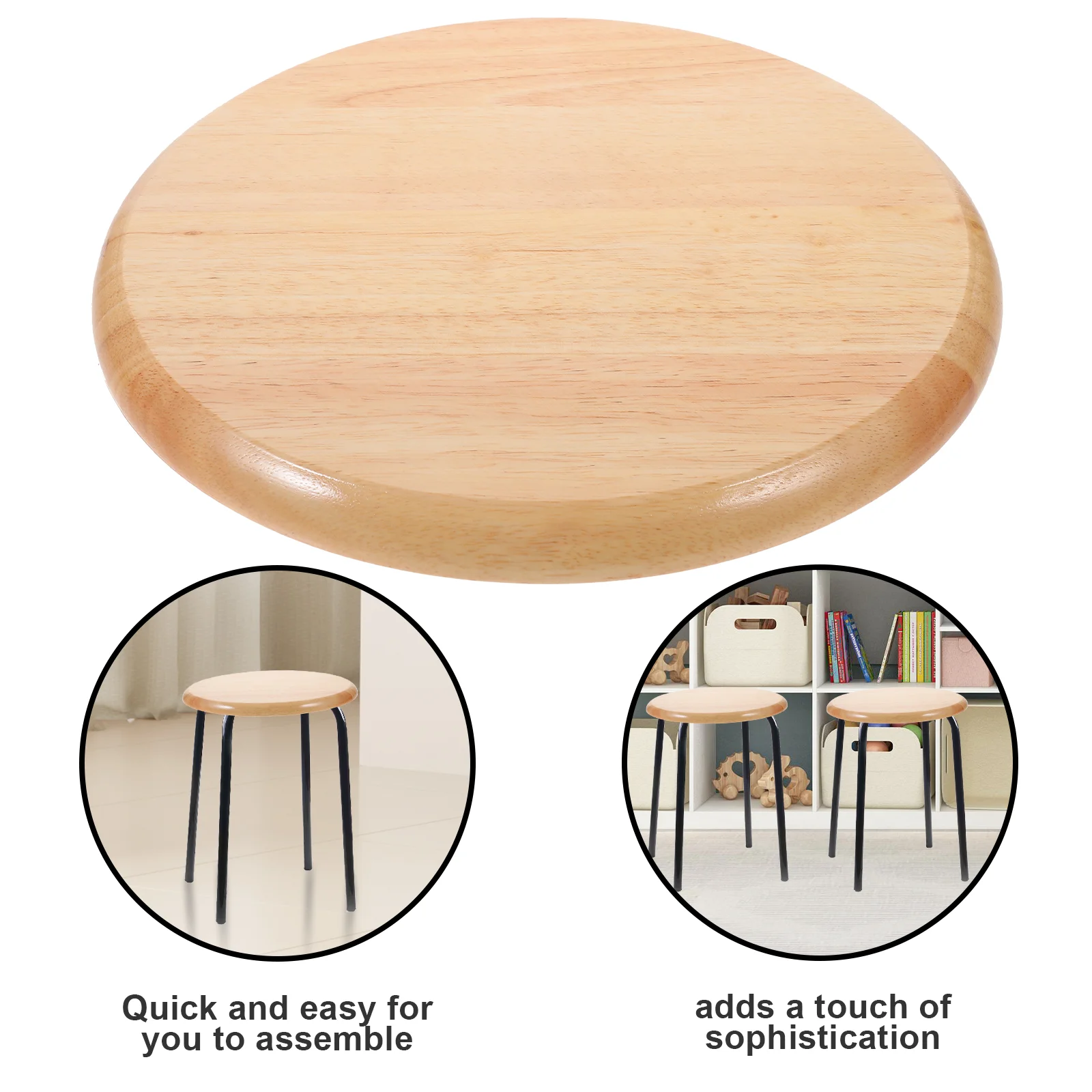 Counter Bar Stool Round Panel Seat Replacement Chair Wooden Seating Pad Part Accessory