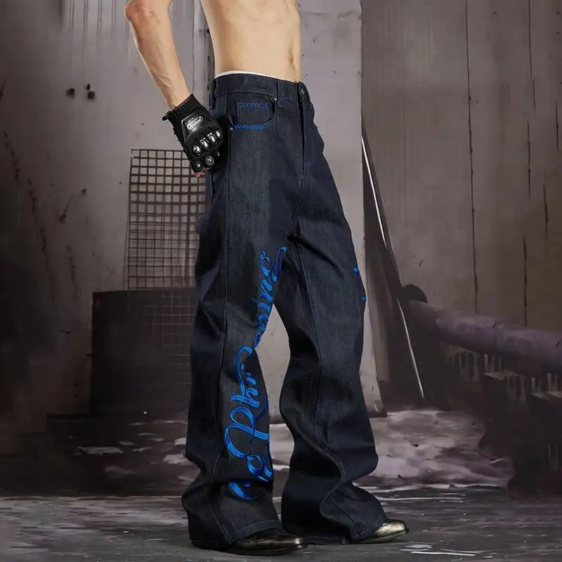 LUZHEN 2026 New Fashion Letter Printed Pattern Straight Casual Jeans Men's Original Streetwear Loose Handsome Denim Pants JY7800