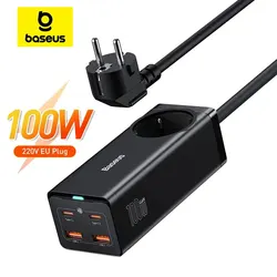 Baseus 100W GaN3 Pro USB cargador de escritorio Power Strip estación de carga tipo C PD QC carga rápida 4,0 3,0 carga rápida