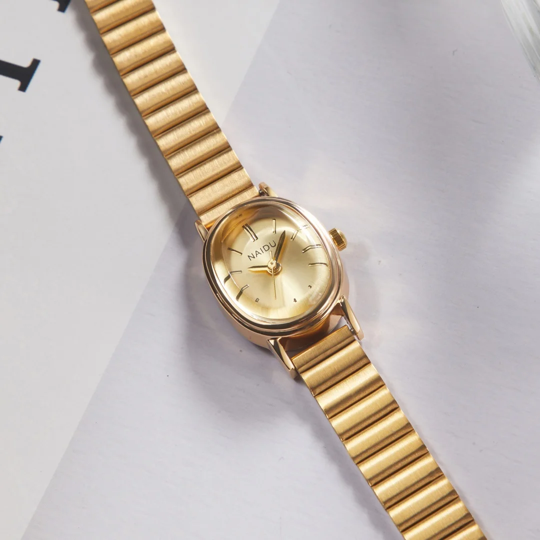 Oval minimalista senhoras relógios ajustável pulseira de aço inoxidável relógio de pulso de quartzo pulseira de ouro vestido relógio para mulher relojes