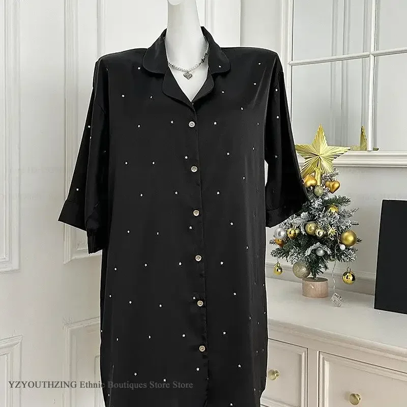 Sexy Sequin Short Nightdress Summer New Women Ice Silk Sleepshirt Nightgown Home Clothing Loose Casual Sleepwear Loungewear