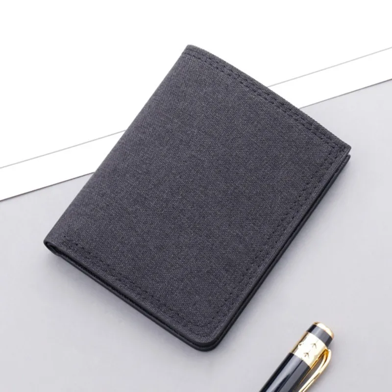 Men's Wallet Short Fashion Coin Pouch Card Holder Vertical Canvas Large Capacity Practical Convenient Durable Male's Purse