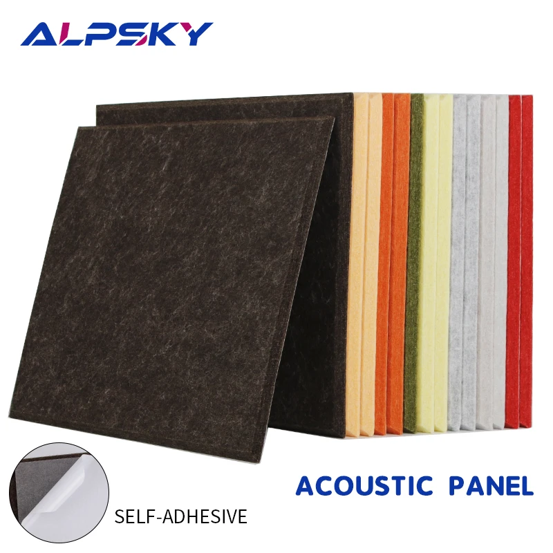 3Pcs Square Polyester Soundproofing Wall Panels Self-adhesive Sound Proof Acoustic Panel Study Piano Room Cinema Wall Decor