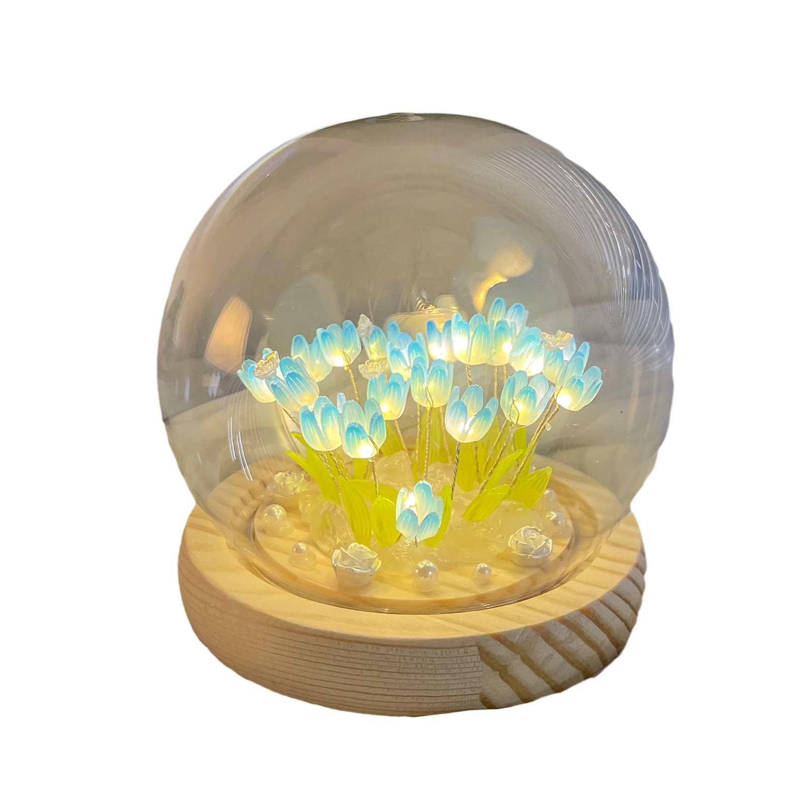Handmade Tulips Lamp Add Of Elegance To Living Space Gift Glass Mini Tulips Flower Light