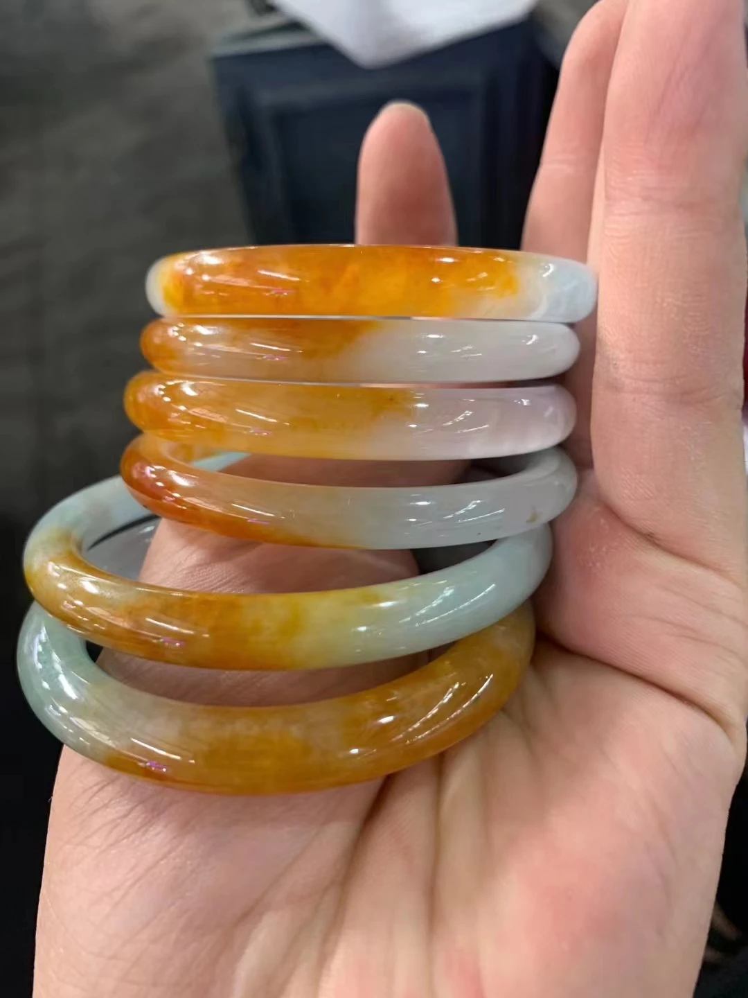 New Natural Myanmar Jadeite Floating Yellowness Jade Bracelet Rare Bangle Exquisite And Elegant Women's Handring Jewelry