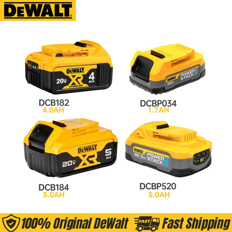 Аккумулятор Dewalt на 20 в, 1,7 Ач, 4 Ач, 5 Ач, DCB182, DCB184, литиевая батарея, совместимая со всеми электроинструментами серии DEWALT на 18 В/20 в