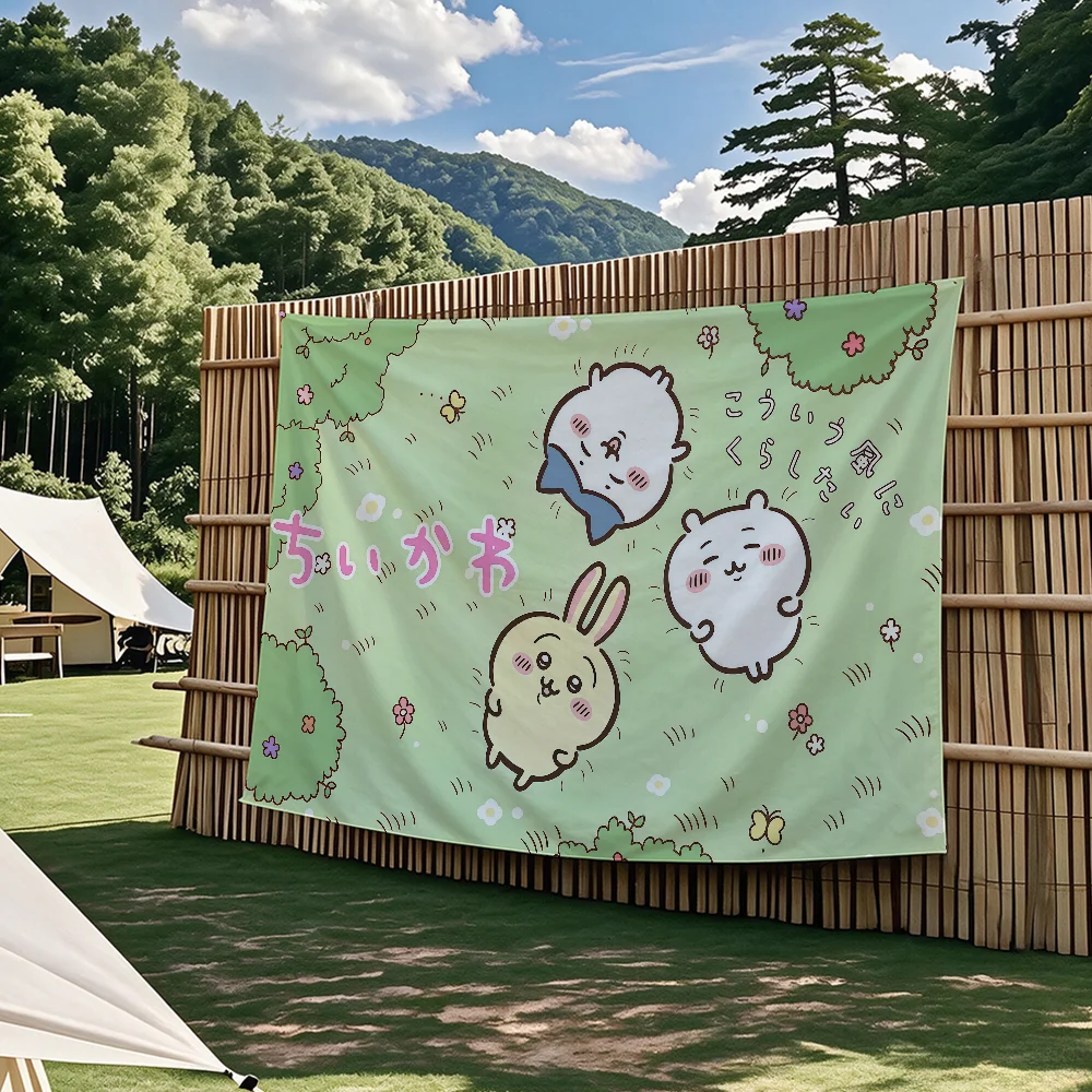 C-Chiikawa Geburtstagsflagge Wandteppiche für Partys im Freien, Schlafzimmer, Wohnzimmer, Studentenzimmer, Wanddekoration, Banner, Geschenke – Detail 12