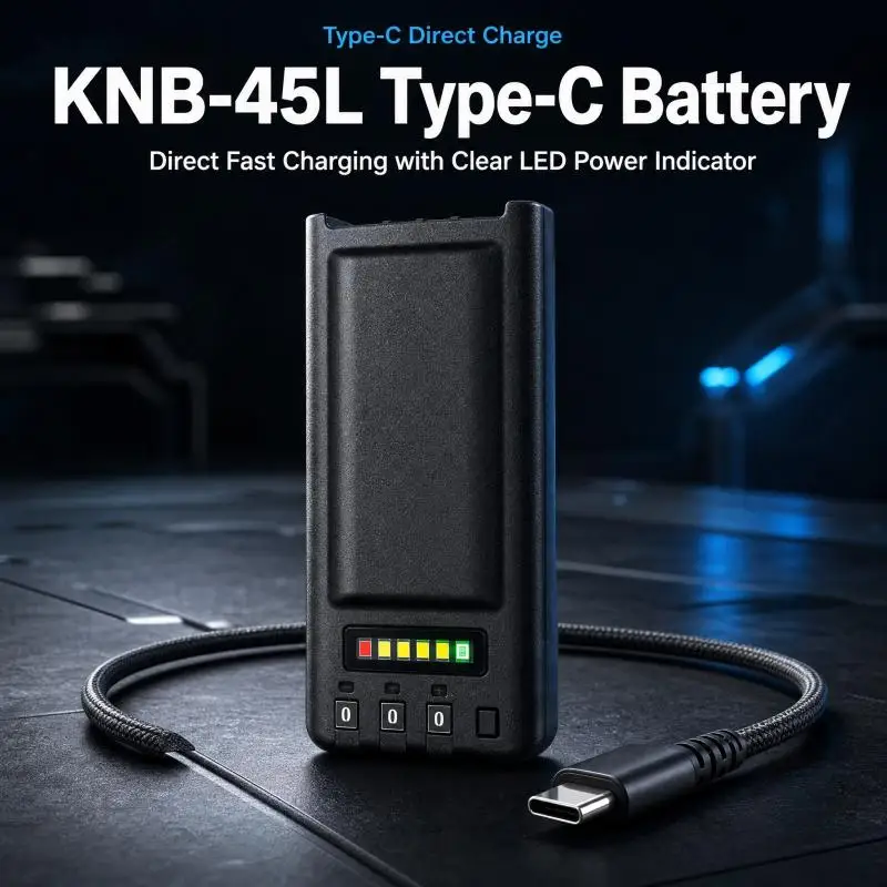 KNB-45L Li-ion Replacement Battery for TK3207, TK3207G, TK3307, NX340 Two-Way Radio with Flashlight Type-C Direct Charging