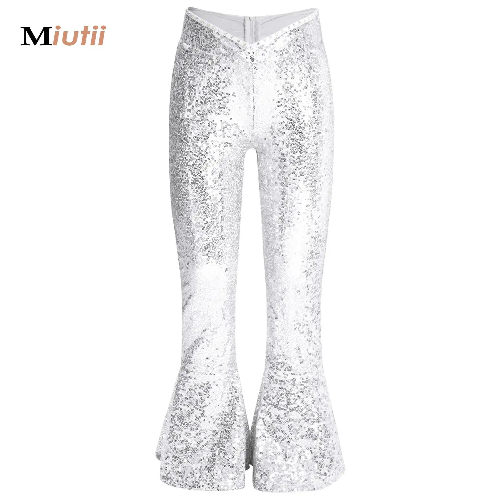

Kids Hip Hop Jazz Street Dance Stage Performance Dancewear Fashion Shiny Sequin Flared Pants Trousers School Party Clothes