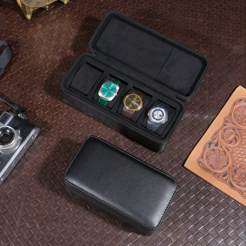 Leather Watch Box Travel Portable Watches Storage Boxes Men's Wrist Watch Organizer Box Luxury Watches Collection Packaging Case