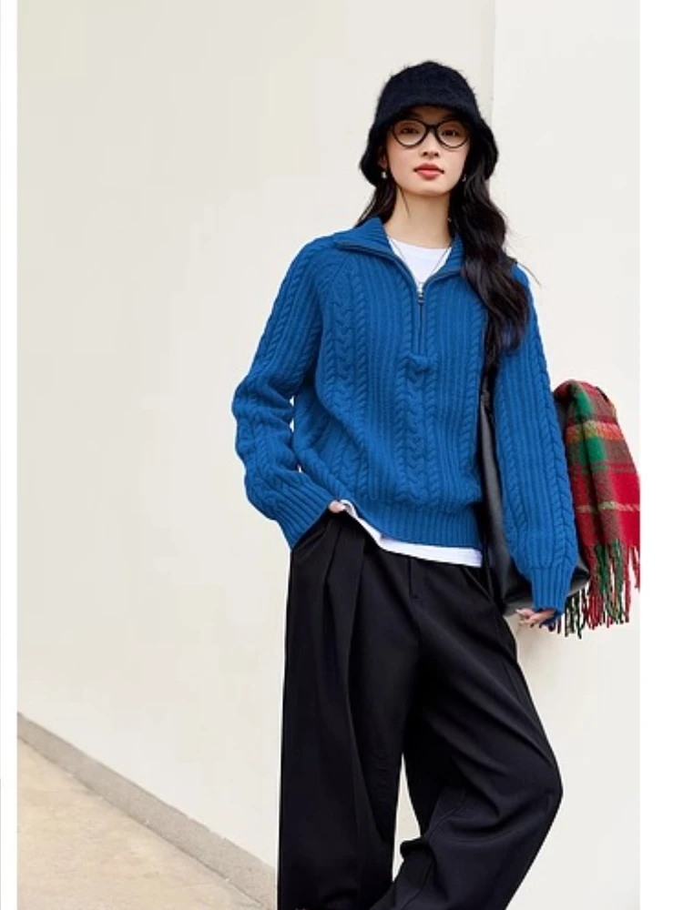 Vimly feminino 100% lã pullovers camisola casual outono 2025 feminino manga longa camisola alta pescoço strecth senhoras camisola 73737