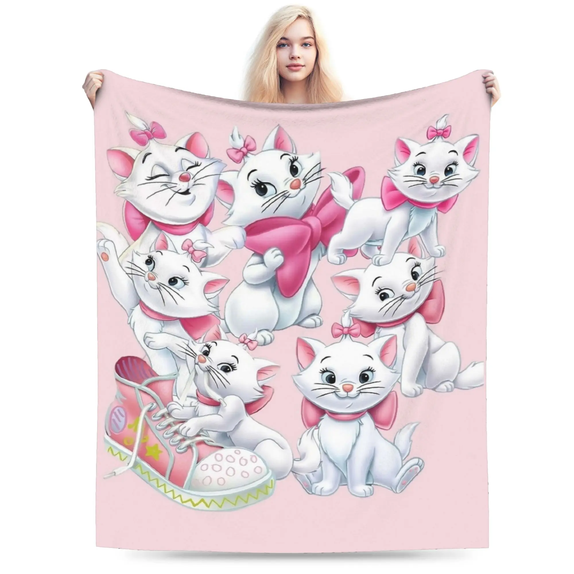 

Одеяла Marie Cat, фланелевые украшения, портативные ультра-мягкие пледы для постельного белья, офисного коврика