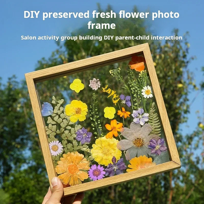 New Design Double Sided Embossed Photo Frame,Acrylic Transparent Glass,Handmade DIY Material,Dried Plant Leaf Specimen,Painting
