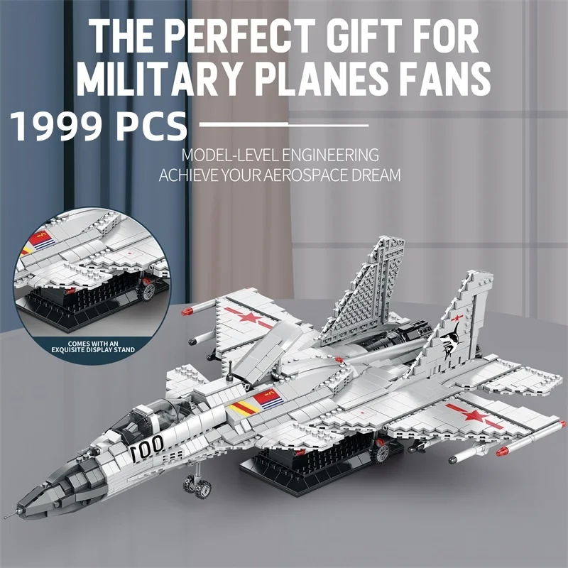 1999 Uds J-15 bloques de construcción de combate portaaviones modelo de avión de combate ladrillos decoración de escritorio juguetes para niños regalos de vacaciones