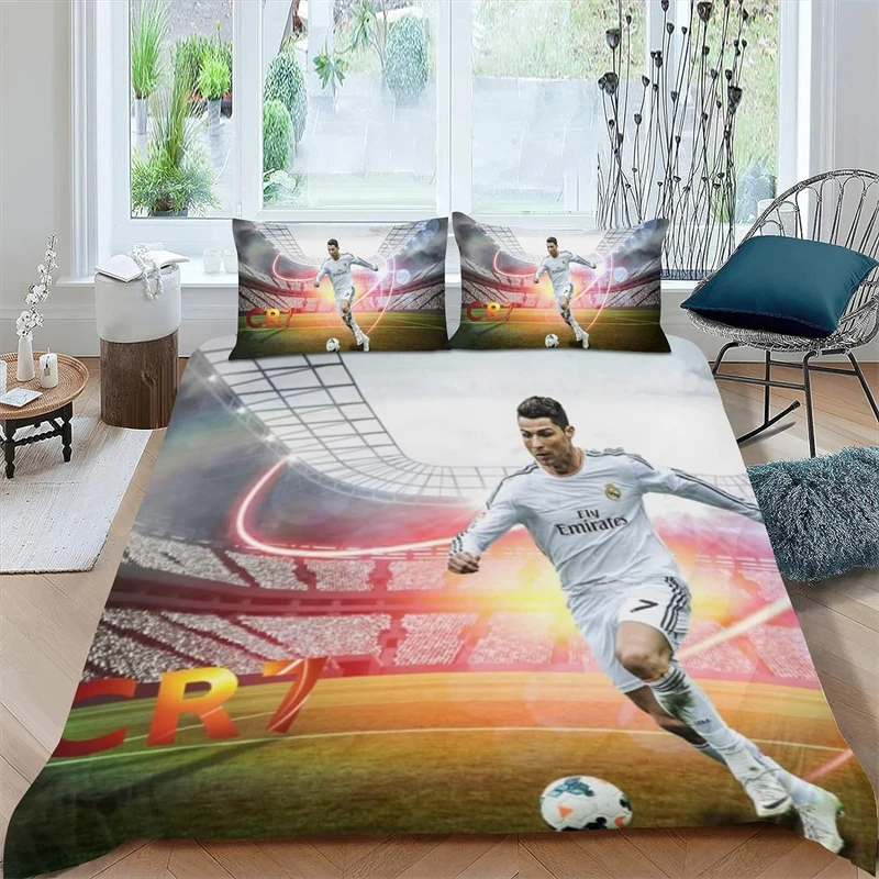 2/3 Pcs Set CR7 Bedding Set Football Star Duvet Cover Lightweight Comfortable Soft High Definition Printing Room Decoration Gift