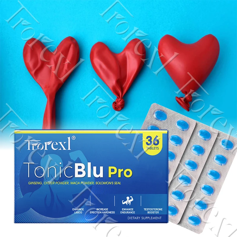 Trorexl-TonicBlu Pro - حبوب زرقاء لطاقة Rock-Hard، معزز حجم الصوت، الجينسنغ المحار الطبيعي لأفضل فوائد