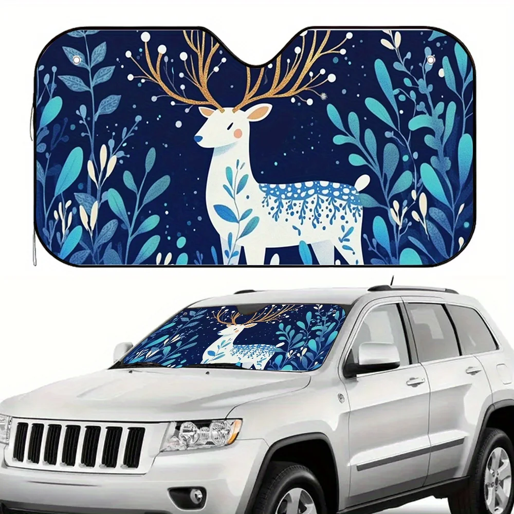 

1pc Winter Stag Scene Car Sun Visor, Summer Essential, Easy Installation, Quickly Blocks Sunlight, Reduces Interior Heat