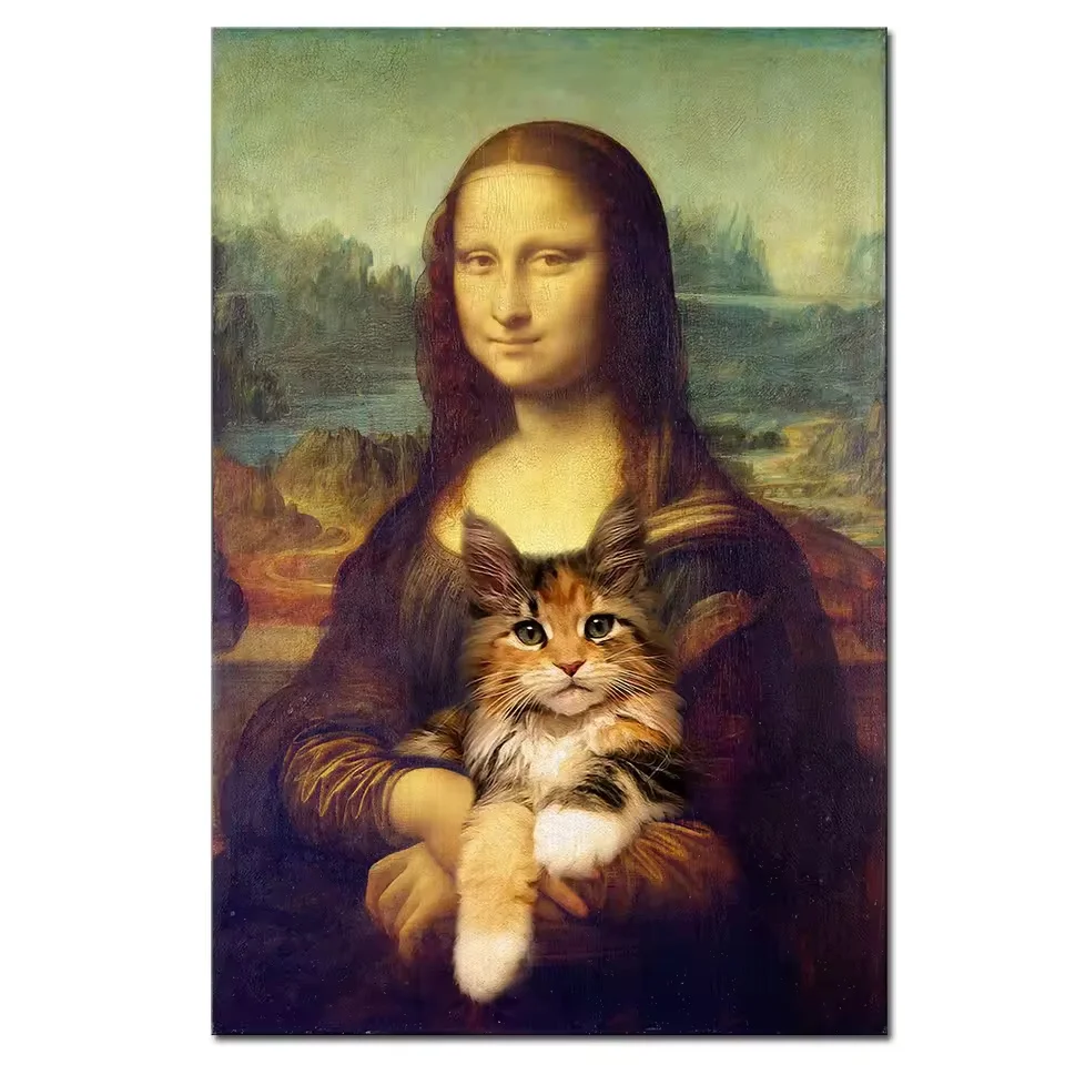 NONE Mona Lisa Badezimmer-Wandkunst-Poster, Drucke, Toilette, Humor, lustiges Davinci-inspiriertes Badezimmer, Vintage-Stil, schlechter Geruch, Leinwandgemälde, Dekor 8