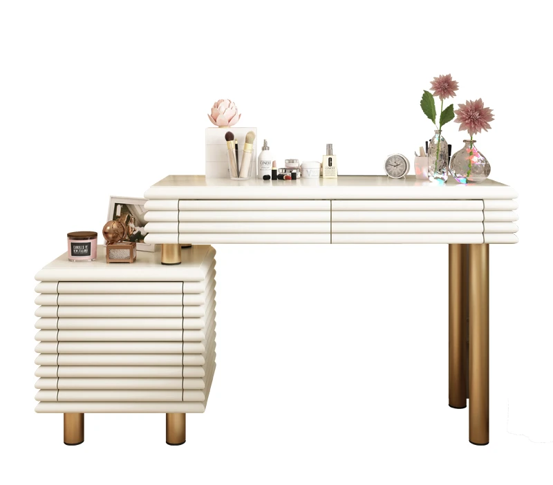 Light Luxury Minimalist Dressing Table Modern Minimalist Cream White Makeup Table Chest of Drawers Locker Integrated