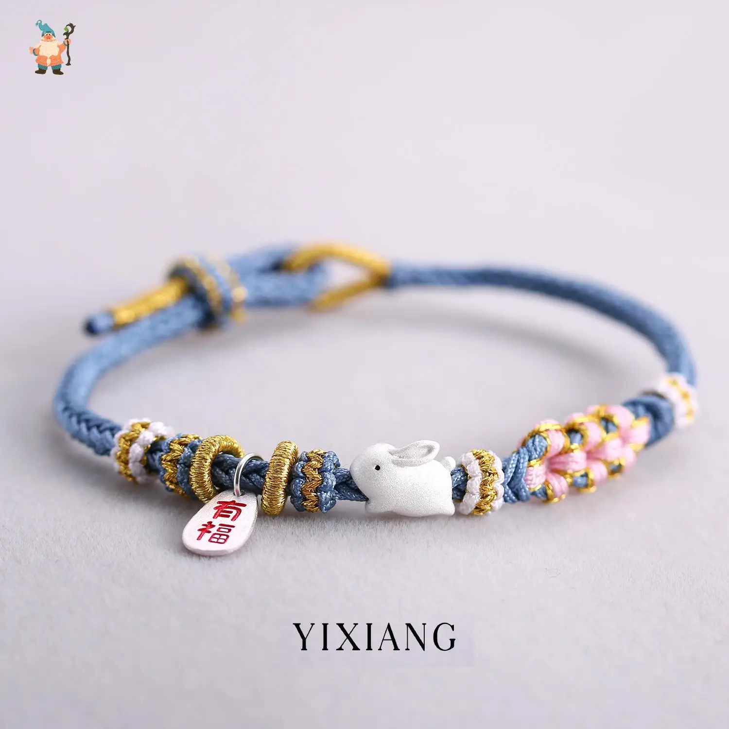 

Chinese Zodiac Bracelet S925 Sterling Silver Frosted Birthday Year Little Peach Blossom Woven Red Hand Rope Female Birthday Gift