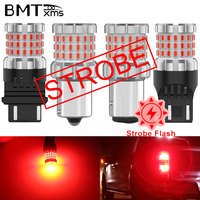 BMTxms 2PCS Super Red Strobe Flash T20 7443 W21/5W 1157 BAY15D P21/5W LED Brake LightsT25 3157 P27/5W 1156 BA15S P21W Stop Lamp