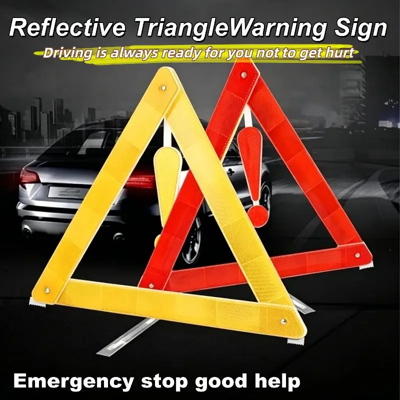 1 2Pcs Emergency Warning Triangle for Vehicles High Visibility Road Safety Reflective Device Quick Setup